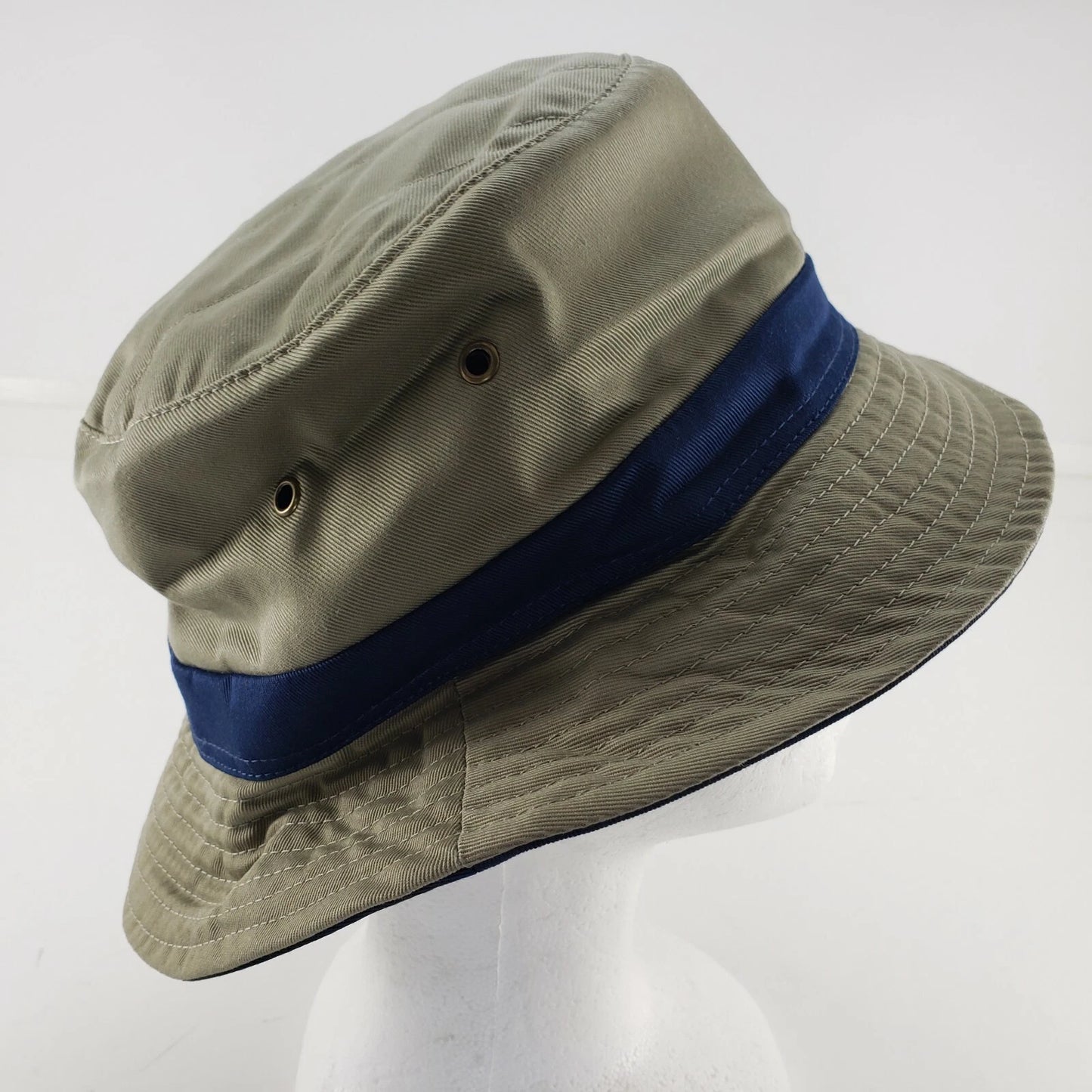 Reversible Bucket Fishing Hat Khaki Navy Cooling Action One Size Cotton 2" Brim
