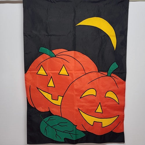 Pumpkin Jack O Lantern Halloween Double Sided Garden Yard Flag 40" x 27.5" EUC