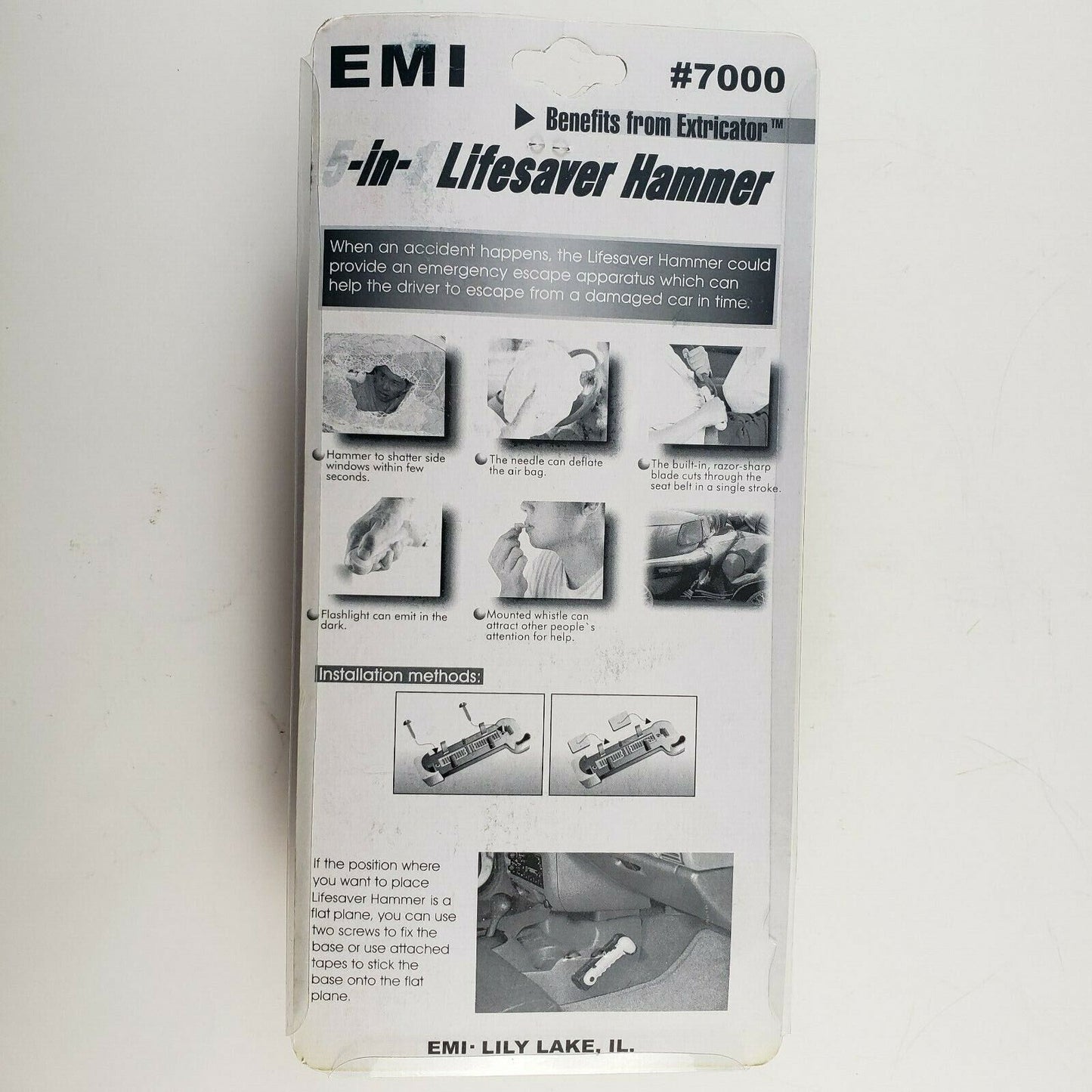 EMI Extricator 7000 Orange 5 In 1 Lifesaver Hammer Seat Belt Cutter Needle Light
