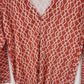 Merona Women's L/G Cardigan Top Orange Geometric Pattern Button Front V Neck