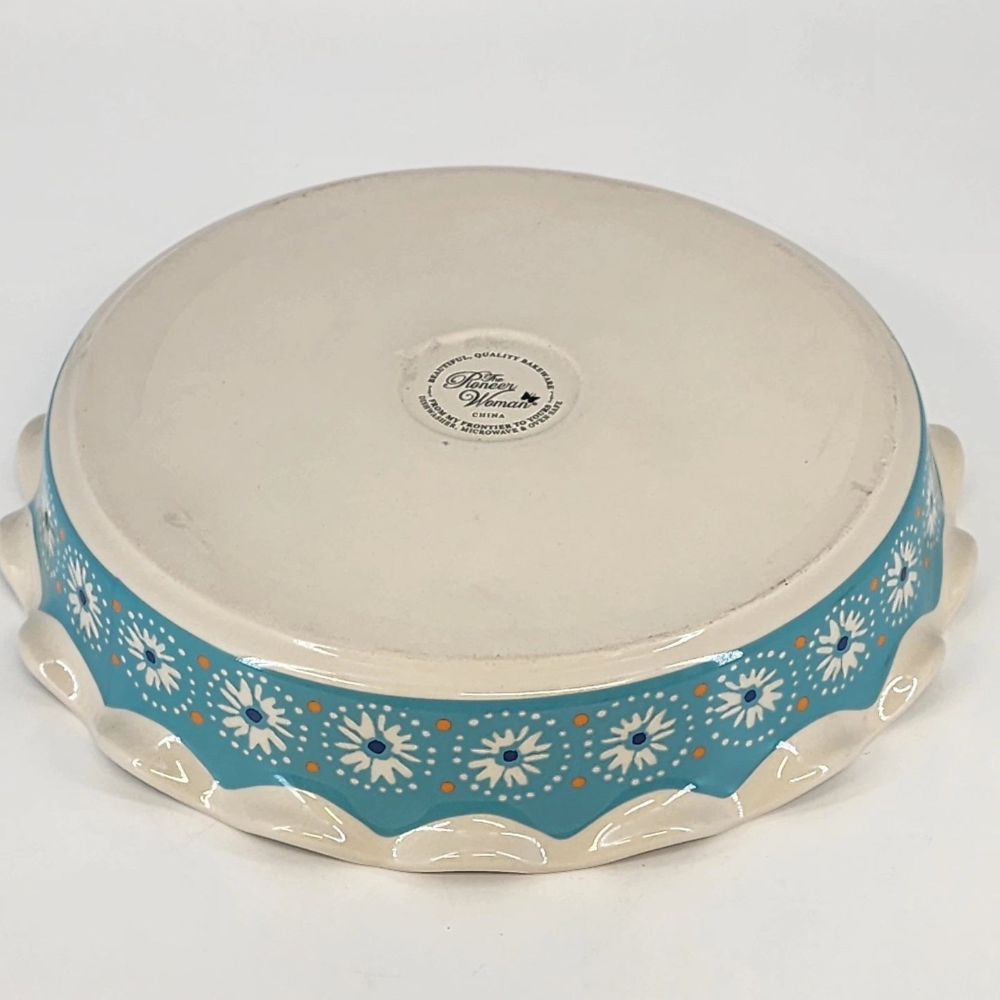Pioneer Woman Flea Market Stoneware Pie Plate 10.5" Floral Design Ruffled Edge