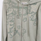 Massini Women's Zip Up Hoodie Size XL Floral Paisley Army Green Cotton Blend Y2K
