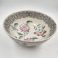 Macau Large Open Bowl 10"x4.5" Hand Painted Pink Blue Floral Design Vintage