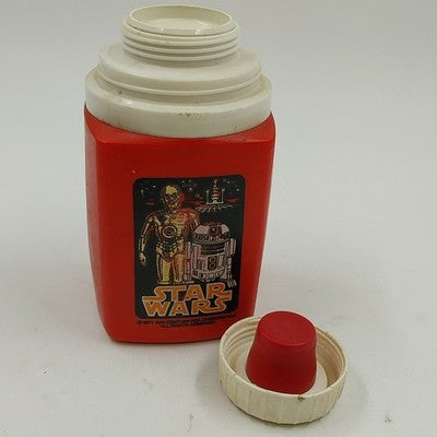 Vintage 1977 Star Wars Thermos King Seeley Red White C-3PO R2-D2 No Cup