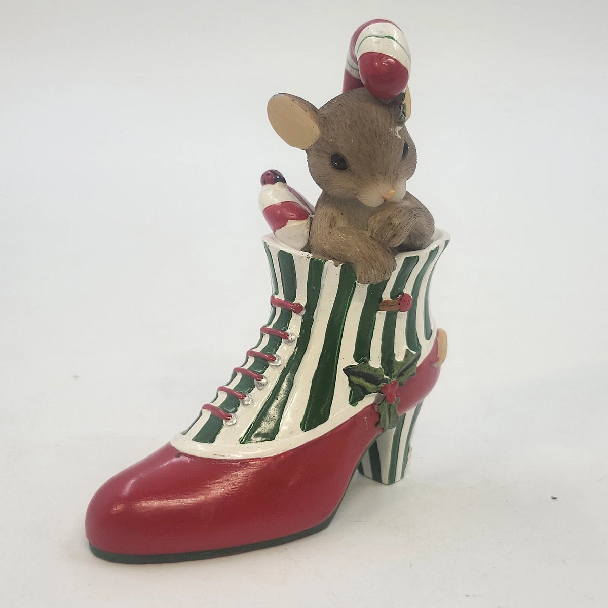Enesco Charming Tails You're A Sweet Sole Mouse Christmas Shoe Candy Cane China