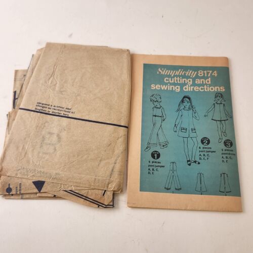 Simplicity 8174 Vintage Sewing Pattern Girls Jiffy Pant-Jumper Pant-Dress Size 7
