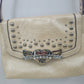 Kathy Van Zeeland Beige Croc Crossbody Bag Studded Rhinestone Heart Clasp Vtg