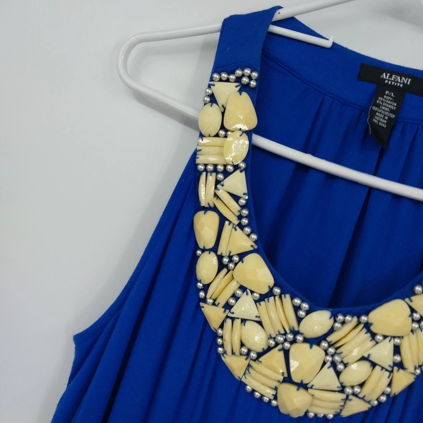 Alfani P/L Royal Blue Sleeveless Tank Top Embellished Beaded Neckline Women's