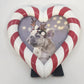 Isaac Jacobs Heart Photo Frame 5" Candy Cane Red White Christmas Holiday China