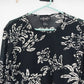 Requirements Women's Floral Stretch Long Sleeve Top Black White Size M Casual