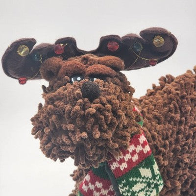 Plush Stuffed Animal Standing Moose Piercing Bling & Chain 14" Christmas Decor