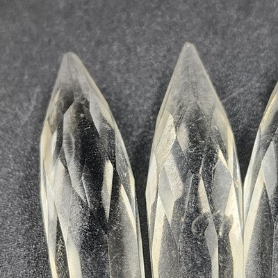 4 Icicle Spear Crystal Glass Antique Chandelier Prisms 3"x0.5" w Wire Connector