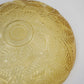Amber Glass Serving Bowl Embossed Fern Leaf Pattern Scalloped Rim 13" Vintage