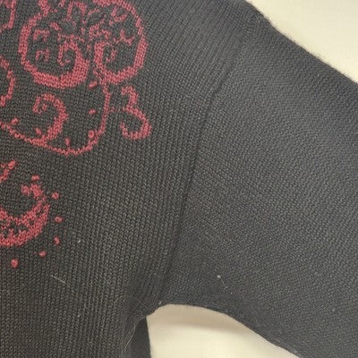 Susan Bristol Black Wool Sweater Hand Embroidered Size 34 1990s