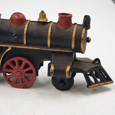 Locomotive Black Train 7.5"x3" Steam Engine 50 Red Wheels Cast Iron Collectible