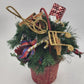 Pine Basket Christmas Centerpiece 15" Pinecone Greenery w Gifts & Music Symbols