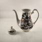 Yorkshire Staffordshire Multicolor Coffee Pot and Lid Vintage England 9" Tall