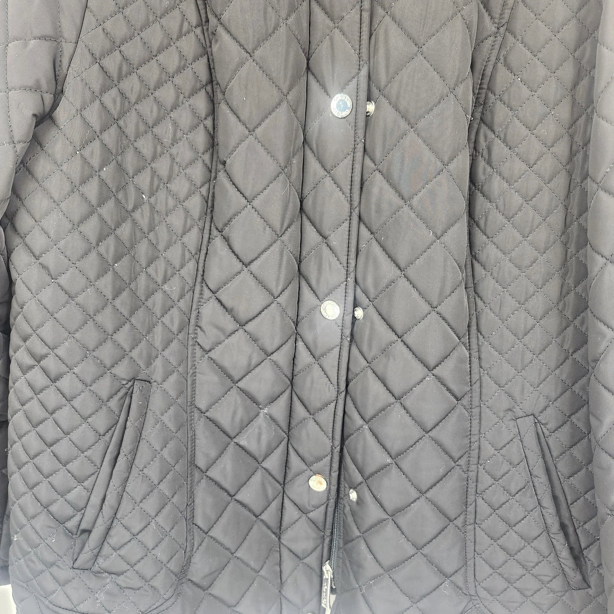 Calvin Klein Women's Quilted Jacket PXL Black Diamond Snap Front Faux Fur Lining