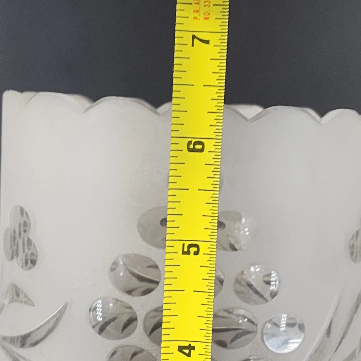 Frosted Etched Glass Lamp Shade 6.5" Cylinder w 3.25" Fitter Scalloped 4.5" Dia