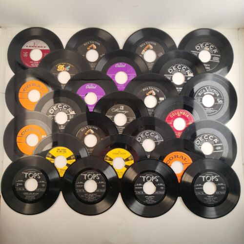 25 Rock & Roll Pop Childrens and Country 50's 45 RPM 7" Vinyl Records No Sleeves