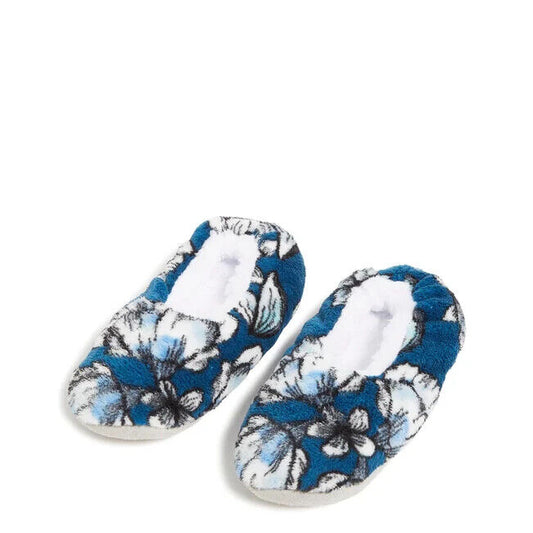 Fleece Slippers Vera Bradley Medallion Blue Floral NEW Medium Soft Material NWT