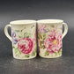 2 Crown Trent Coffee Mug Tea Cups Pink Peony & Pink Roses Bone China England