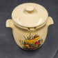 Ceramic Grease Drippings Jar w Lid Strainer Mushroom Homemade Pottery 1981 Vtg