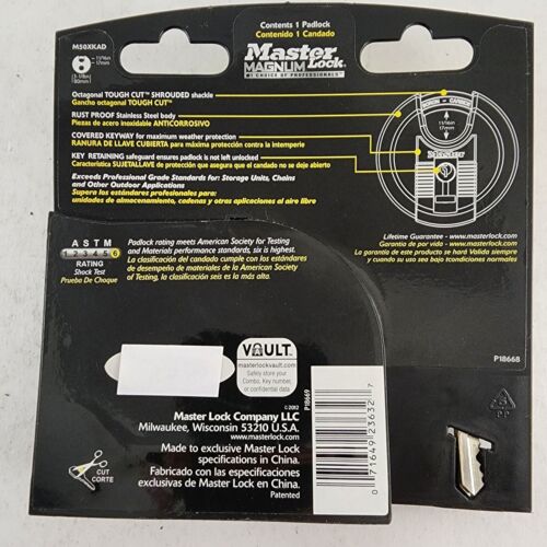 Master Lock Magnum M50XKAD Padlock 3in Shrouded Stainless