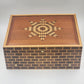 Thuya Moroccan Wood Large Jewelry Box – Handmade 17” Brick Design with Starburst Inlay Lid – Green Felt Lined – Artisan Keepsake Storage Chest