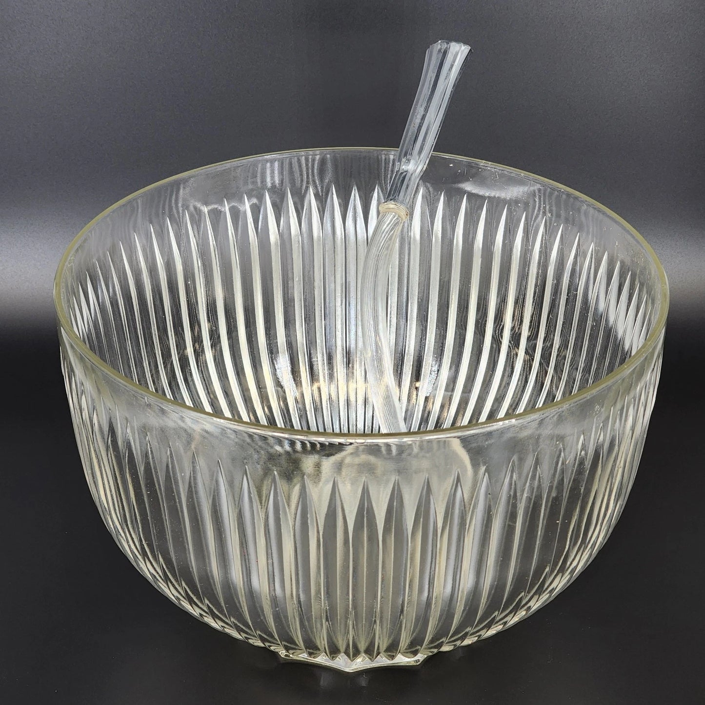 Colony Starlight Glass Punch Bowl 11" with Plastic Ladle 13" Vintage Mid Century