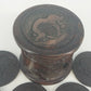 Hand Carved Wood Elephant Coaster Storage & Lid Set African Safari Barware Vtg