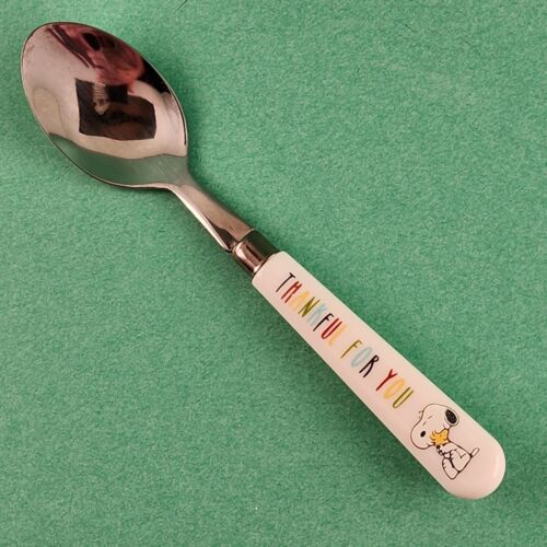 Pottery Barn Kids Child Fork Spoon Peanuts Snoopy Autumn Thankful For You No Box