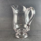 Heavy Crystal Manganese Glass Water Pitcher Fused Handle Design Footed Base Vtg