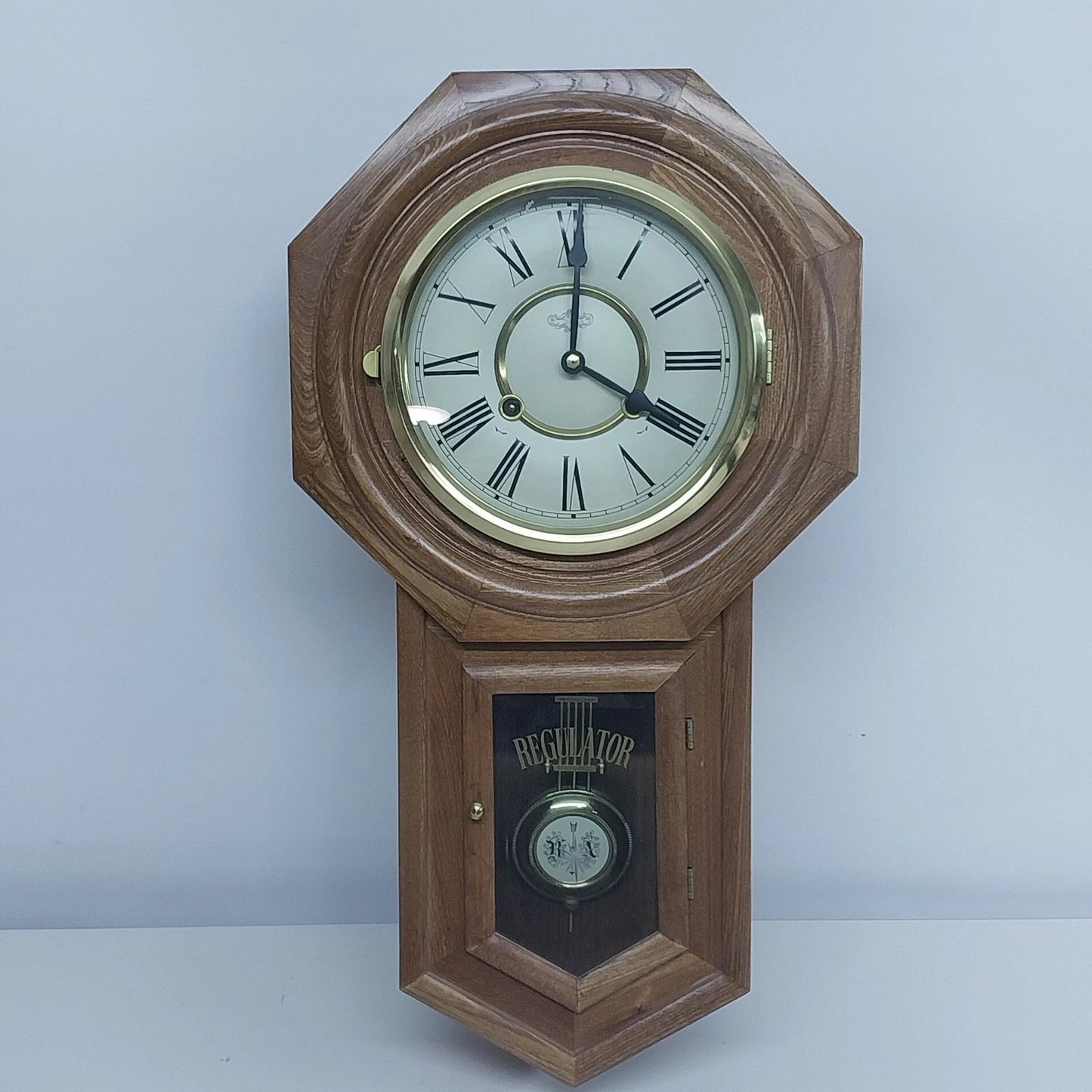 D&A Regulator Westminster Chime Wall Clock Octagon Face 8 Day Movement Oak Case