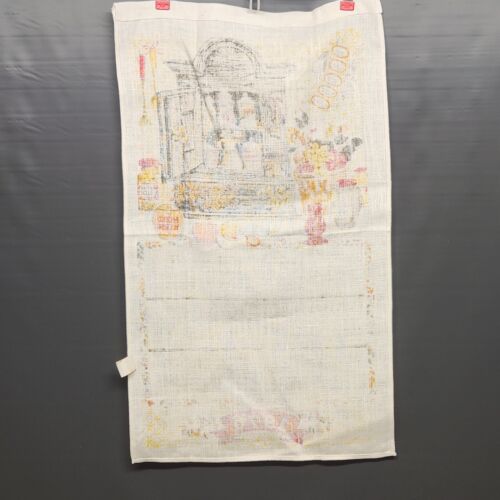 Country Cabinet with Spices 1976 Calendar Linen Kitchen Towel Vintage 27" x 16"