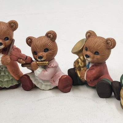 Homco Collections No 1422 Set of 6 Symphony Orchestra Musical Teddy Bears Vtg
