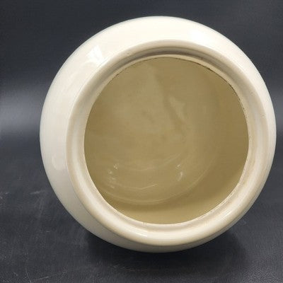 Treasure Craft All White Cookie Jar Ginger Jar Shaped 8.25" x 8.5" w Lid Mexico