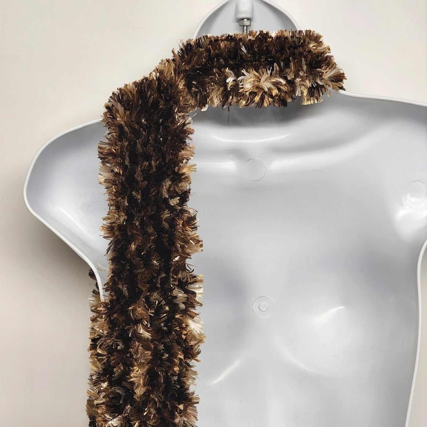 Soft Angel Hair Yarn Scarf Brown Tan Cejon Knit One Size 74" x 8" Women's China