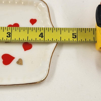 10pcs Miniature Tea Set White Red Heart Chintz Decal Gold Trim 4.5"x3" Taiwan