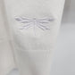 Talbots Petites Medium Pima Cotton White Cardigan Dragonfly Embroidered Sweater