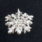 Silver Tone & Crystal Clear Rhinestone Flower with Leaf Large Brooch Pendant Pin