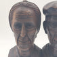 Hand Carved Wood Bookends Man & Woman Bust Folk Art Black Forest Vintage
