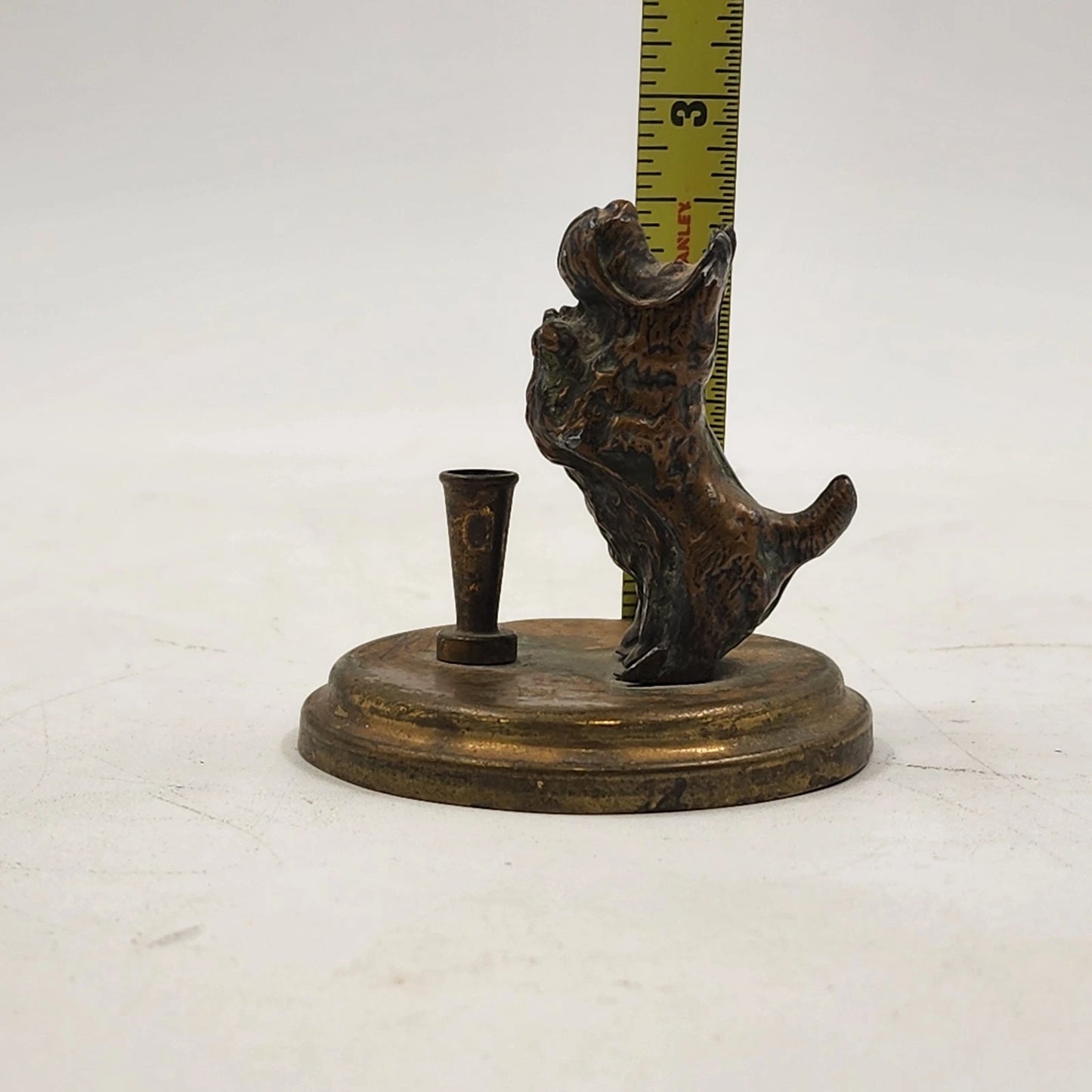 Cast Bronze Scottish Terrier Pen Holder Dog Desk Figurine 2.5" x 2.75"
