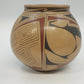 Handmade Mexican Pottery Bowl Geometric Bird Motif Tan Black Red 7" Round Bottom