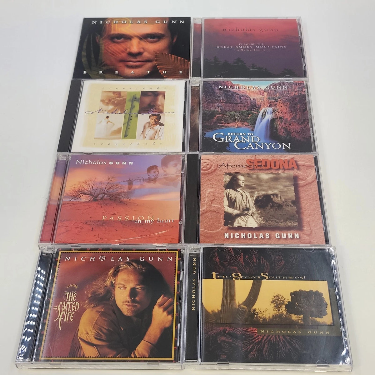 Nicholas Gunn 8 CD Lot New Age Breathe Crossroads Grand Canyon Sedona Ambient