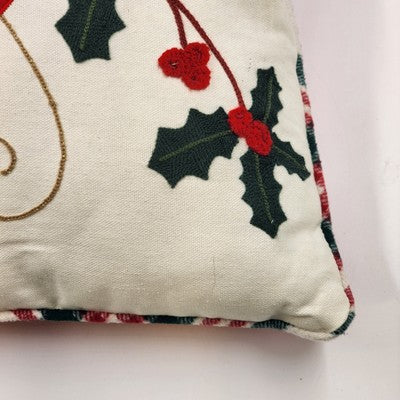 White & Red Cardinal and Holly Occasional Pillow by Holiday Living 18"x18" China