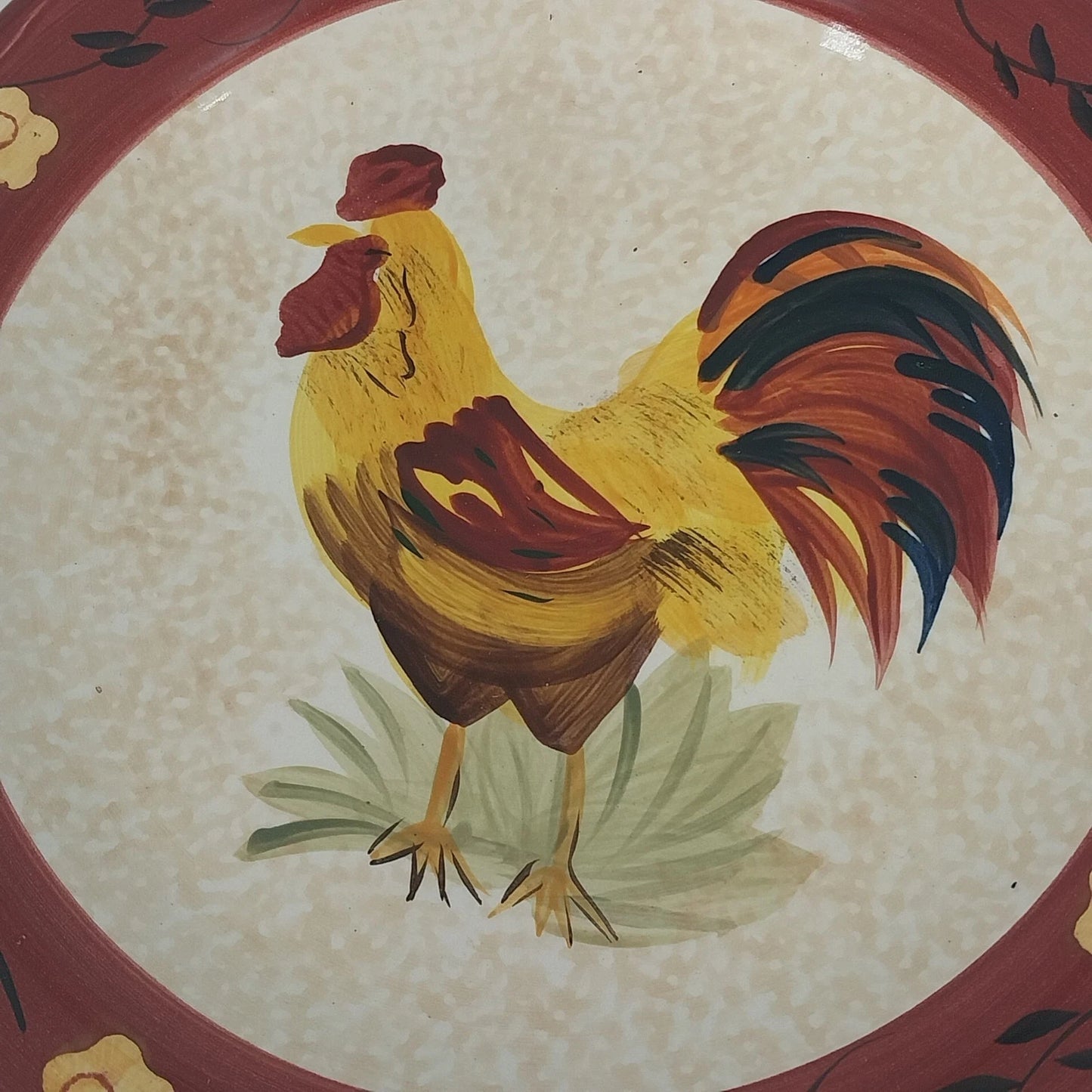 Canterbury Potteries Morning Sunrise Rooster Salad Plate Hand Painted 8.5"