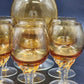 Italian Amber Glass Decanter & 6 Cordials Twisted Stems Clear Handle Vtg Elegant