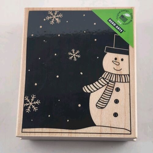 Lot of 4 Snowmen Christmas & Holiday Themed Wooden Mounted Rubber Stamps Vintage