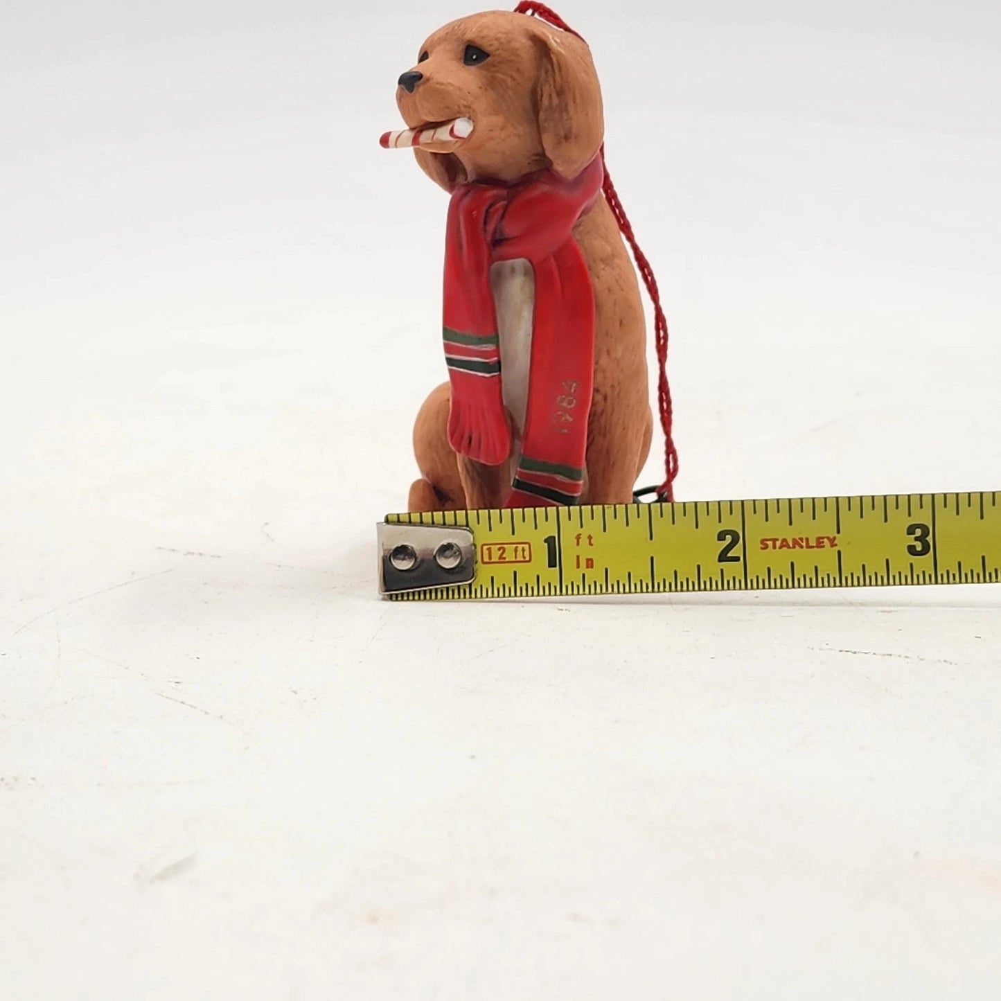 Gordon Fraser 1984 Brown Dog Candy Cane Scarf Ceramic Christmas by Schmid